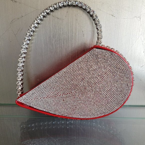 Small Red Heart Purse with Silver Rhinestones - Picture 7 of 7